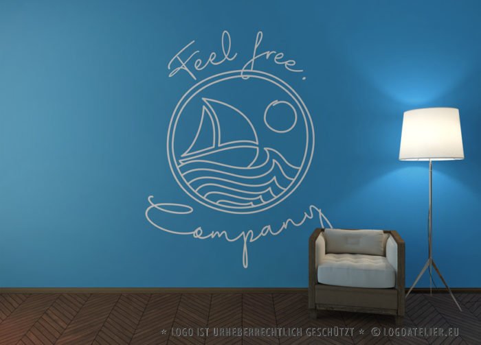 Logo Freiheit Meer Gezeichnet Freisein Urlaub Spirituelles Segeln Sport Sonne Wind Wasser Fertiges Logo kaufen EXKLUSIVES Logo kaufen LogoAtelier.eu