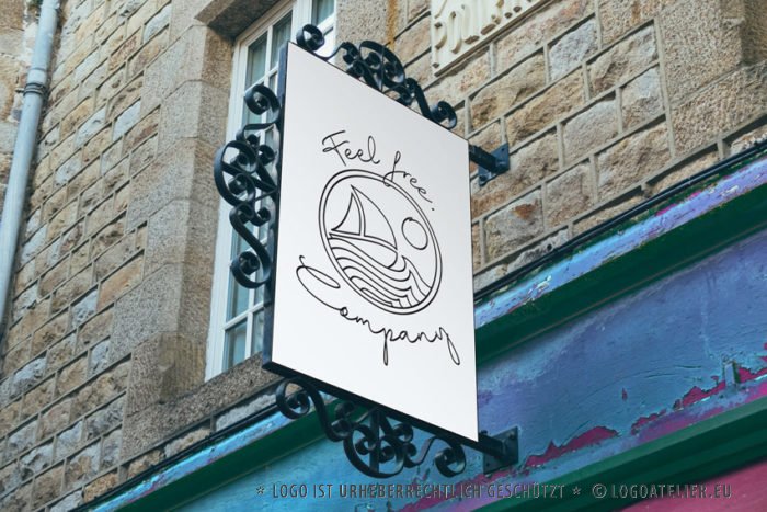 Logo Freiheit Meer Gezeichnet Freisein Urlaub Spirituelles Segeln Sport Sonne Wind Wasser Fertiges Logo kaufen EXKLUSIVES Logo kaufen LogoAtelier.eu