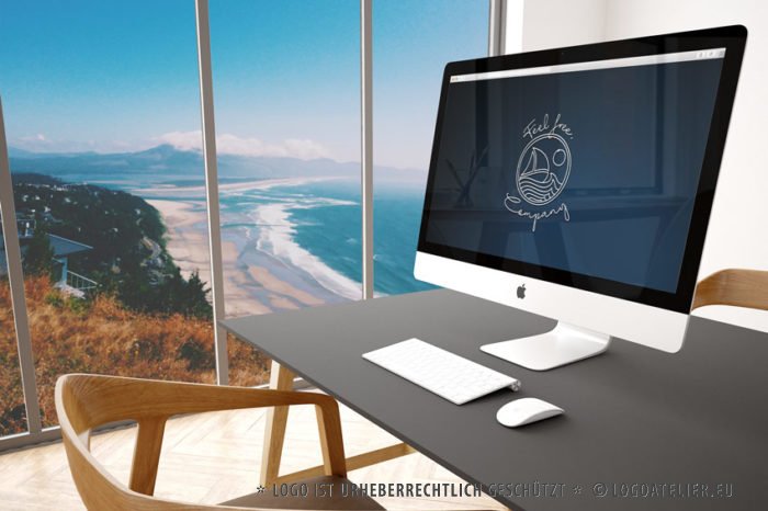 Logo Freiheit Meer Gezeichnet Freisein Urlaub Spirituelles Segeln Sport Sonne Wind Wasser Fertiges Logo kaufen EXKLUSIVES Logo kaufen LogoAtelier.eu