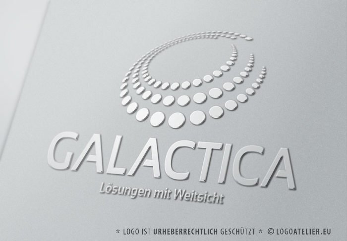 Abstraktes Logo Punkte Wirbel Bewegung Galaxie Schwebend Kuven Konzentrisch Weitblick Fertiges Logo kaufen Logoshop LogoAtelier.eu