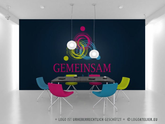 Kreatives-Logo-Menschen-Kinder-Bunt-Gemeinsam-Verschlungen-Tanzen-Farbenfroh-Freude-Spielen-Fertiges-Logo-kaufen-Buntes-Logo-kaufen-LogoShop-LogoAtelier.eu