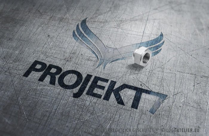 Logo Adler Technik Weitblick Erfahrung Logik Fähigkeiten Intelligenz Scharfsinn Wissen Fliegen Flügel Mut Kraft Weisheit Erkenntnis Fertiges Logo kaufen LogoShop LogoAtelier.eu