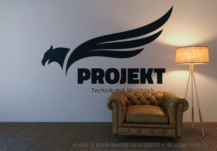 Logo Adler Weitblick Technik Erfahrung Logik Fähigkeiten Intelligenz Scharfsinn Wissen Fliegen Flügel Mut Kraft Weisheit Erkenntnis Fertiges Logo kaufen LogoShop LogoAtelier.eu