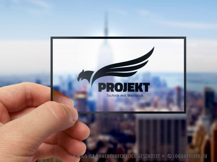 Logo Adler Weitblick Technik Erfahrung Logik Fähigkeiten Intelligenz Scharfsinn Wissen Fliegen Flügel Mut Kraft Weisheit Erkenntnis Fertiges Logo kaufen LogoShop LogoAtelier.eu