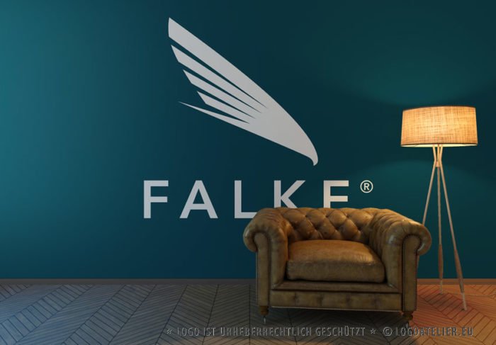 Logo Falke Wendig Schnell Sicher Flug Adler Vogel Tier Selbstbewusst Dynamik Scharfsinn Erfahrung Intelligenz Krasses Logo kaufen LogoShop Logoatelier.eu