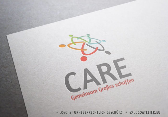 Logo soziales Engagement Menschen helfen Menschen Hilfe Kinder Pensionisten Pflege Tanzen Bewegen Gemeinsam Menschen für Menschen LogoAtelier fertige Logos kaufen LogoAtelier.eu