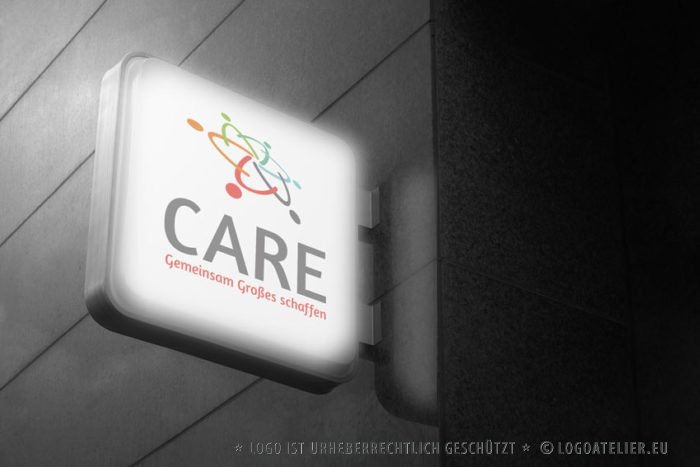 Logo soziales Engagement Menschen helfen Menschen Hilfe Kinder Pensionisten Pflege Tanzen Bewegen Gemeinsam Menschen für Menschen LogoAtelier fertige Logos kaufen LogoAtelier.eu