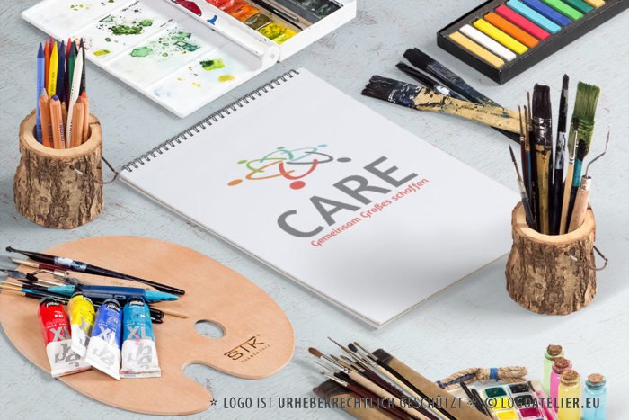 Logo soziales Engagement Menschen helfen Menschen Hilfe Kinder Pensionisten Pflege Tanzen Bewegen Gemeinsam Menschen für Menschen LogoAtelier fertige Logos kaufen LogoAtelier.eu