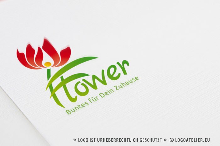 Pflanzen Logo kaufen Grünes Logo Blumen Dekoration Urlaub Florales Florist Südsee Blüte Schönheit Logo mit Blumen Vektor Logo kaufen Dekoration Elegantes Logo kauten LogoShop LogoAtelier.eu