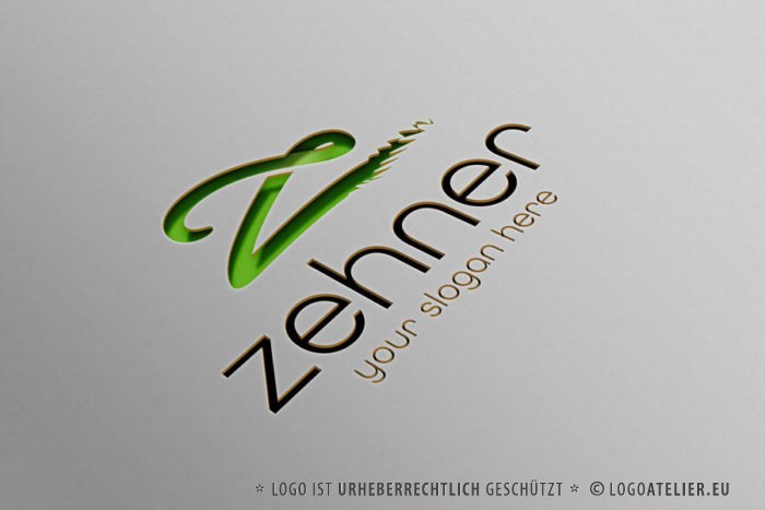 Buchstabe Z Logo Ausgefranstes Logo 3D Logo Grünes Logo Individuelles Logo kaufen LogoShop LogoAtelier.eu