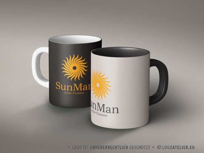 Exklusives Logo Sonne Solar Pionier Warm Energie Kraft Spirituelles Logo Schönes Logo kaufen Angenehmes Logo LogoShop LogoAtelier.eu