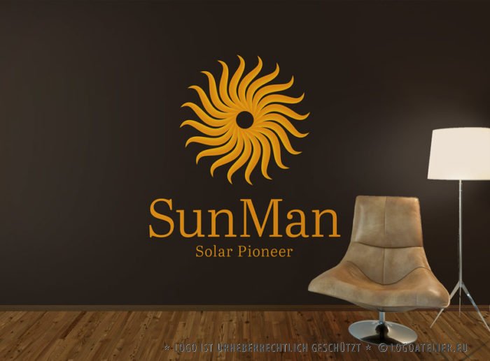 Exklusives Logo Sonne Solar Pionier Warm Energie Kraft Spirituelles Logo Schönes Logo kaufen Angenehmes Logo LogoShop LogoAtelier.eu