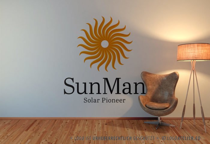 Exklusives Logo Sonne Solar Pionier Warm Energie Kraft Spirituelles Logo Schönes Logo kaufen Angenehmes Logo LogoShop LogoAtelier.eu