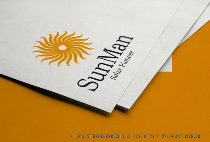 Exklusives Logo Sonne Solar Pionier Warm Energie Kraft Spirituelles Logo Schönes Logo kaufen Angenehmes Logo LogoShop LogoAtelier.eu