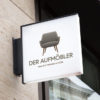 Logo Möbel-restaurieren aufmöbeln Sessel Couch Sofa Handgemachtes Handwerker Holz Schreiner Tischler Sessel Sitzen Werkstatt Wohnen 3D Logo Edeles Logo kaufen LogoShop LogoAtelier
