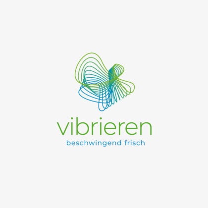 Logo Schwingung Vibration organisch dynamisch bewegen vibrieren schwingen Schwingung Schmetterling frisch beschwingend dynamisches Logo kaufen LogoShop LogoAtelier.eu