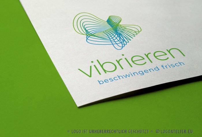 Logo Schwingung Vibration organisch dynamisch bewegen vibrieren schwingen Schwingung Schmetterling frisch beschwingend dynamisches Logo kaufen LogoShop LogoAtelier.eu