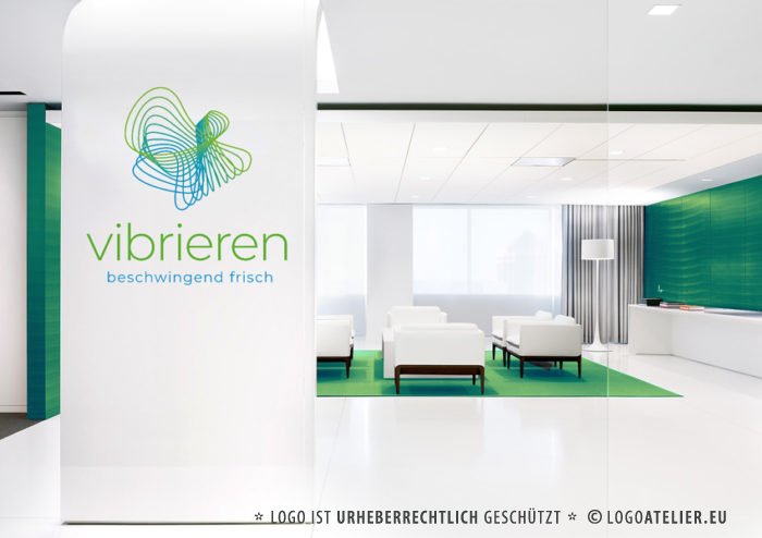 Logo Schwingung Vibration organisch dynamisch bewegen vibrieren schwingen Schwingung Schmetterling frisch beschwingend dynamisches Logo kaufen LogoShop LogoAtelier.eu