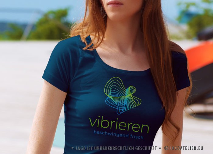Logo Schwingung Vibration organisch dynamisch bewegen vibrieren schwingen Schwingung Schmetterling frisch beschwingend dynamisches Logo kaufen LogoShop LogoAtelier.eu