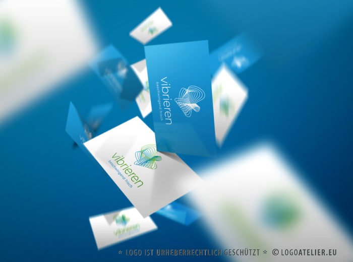 Logo Schwingung Vibration organisch dynamisch bewegen vibrieren schwingen Schwingung Schmetterling frisch beschwingend dynamisches Logo kaufen LogoShop LogoAtelier.eu