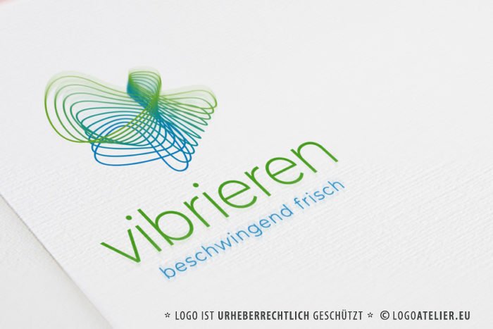 Logo Schwingung Vibration organisch dynamisch bewegen vibrieren schwingen Schwingung Schmetterling frisch beschwingend dynamisches Logo kaufen LogoShop LogoAtelier.eu