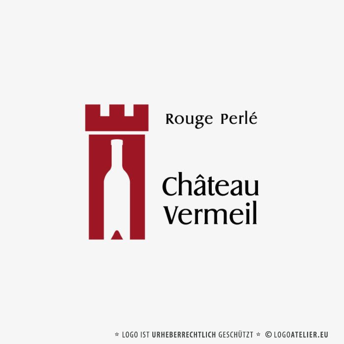 Logo Wein Burg Schloss Weinflasche Rot Fertigesf Logo kaufen LogoShop LogoAtelier 01