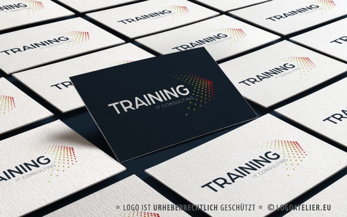 Logo Punkte Technik Geometrisch Informationstechnologie Training IT Consulting nach oben Klammer Schnell Bewegung Fertiges Logo kaufen LogoShop LogoAtelier.eu
