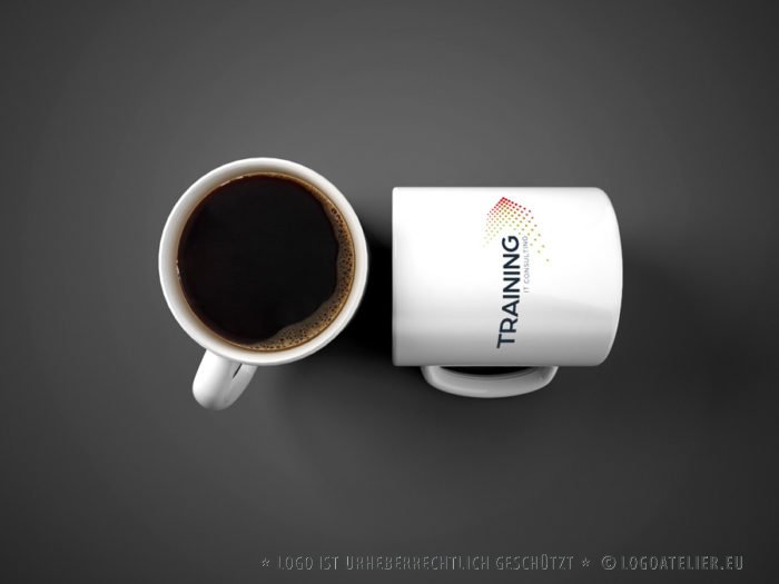 Logo Punkte Technik Geometrisch Informationstechnologie Training IT Consulting nach oben Klammer Schnell Bewegung Fertiges Logo kaufen LogoShop LogoAtelier.eu