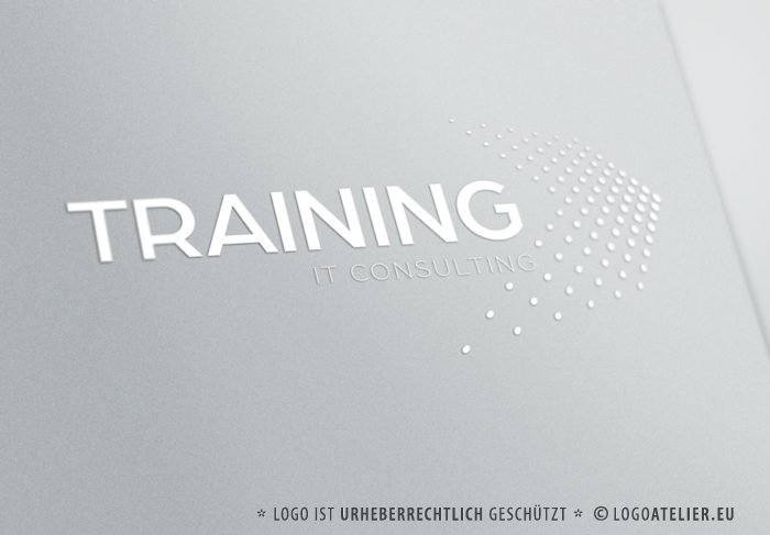 Logo Punkte Technik Geometrisch Informationstechnologie Training IT Consulting nach oben Klammer Schnell Bewegung Fertiges Logo kaufen LogoShop LogoAtelier.eu