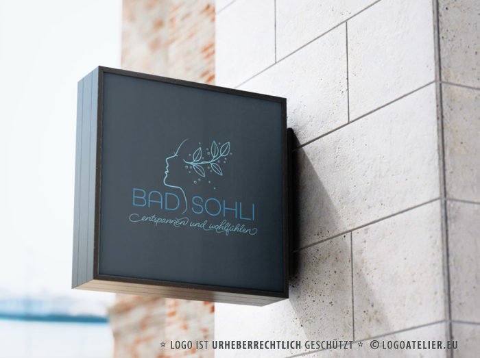 Logo Beauty Wellness Spa Entspannen Entspannung Wohlfühlen Erholung Urlaub Gesicht Frau Wasser Kosmetik Pflege Zart Fein Fertiges Logo kaufen LogoShop LogoAtelier.eu