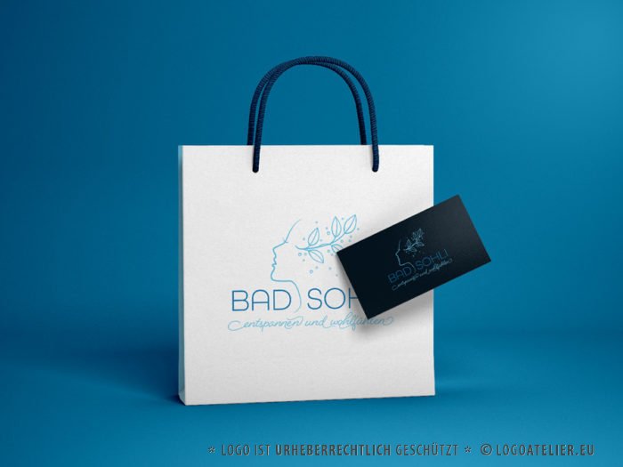 Logo Beauty Wellness Spa Entspannen Entspannung Wohlfühlen Erholung Urlaub Gesicht Frau Wasser Kosmetik Pflege Zart Fein Fertiges Logo kaufen LogoShop LogoAtelier.eu