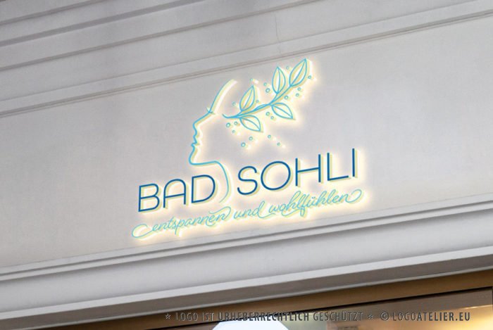 Logo Beauty Wellness Spa Entspannen Entspannung Wohlfühlen Erholung Urlaub Gesicht Frau Wasser Kosmetik Pflege Zart Fein Fertiges Logo kaufen LogoShop LogoAtelier.eu