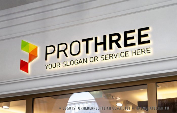 Logo Buchstabe P Kacheln Bunt Geometrie Technik Technologie Entwicklung Dreieck Kontstruktion Fertiges Logo kaufen LogoShop LogoAtelier,eu