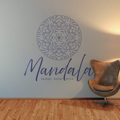 Logo Mandala Blume Spiegel Mitte Heilung Frieden Violett Lila Friedlich Floral Fertiges Logo kaufen Logoshop Logoatelier.de