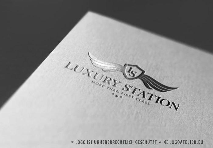 Luxus Logo Edel Schmuck Limousine First Class Logo Flügel Wappen Shoppen Zigarren Gold Elegantes Logo kaufen LogoShop LogoAtelier.eu