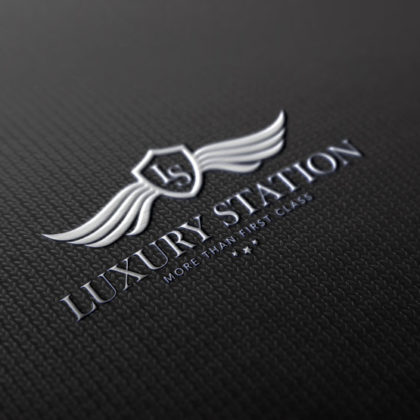 Luxus Logo Edel Schmuck Limousine First Class Logo Flügel Wappen Shoppen Zigarren Gold Elegantes Logo kaufen LogoShop LogoAtelier.eu