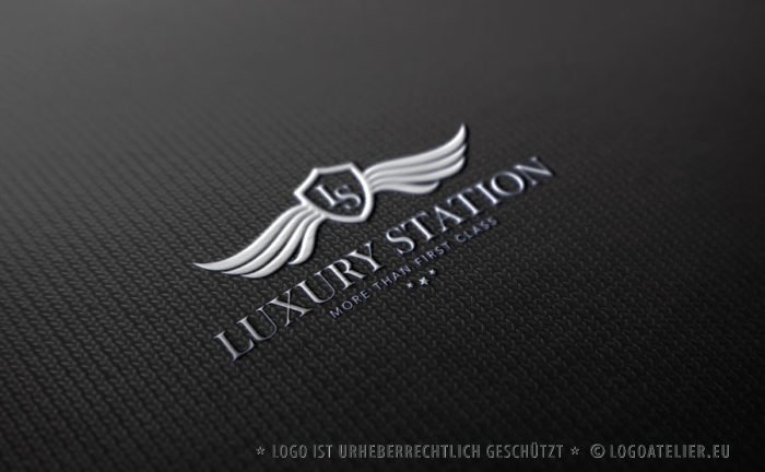 Luxus Logo Edel Schmuck Limousine First Class Logo Flügel Wappen Shoppen Zigarren Gold Elegantes Logo kaufen LogoShop LogoAtelier.eu