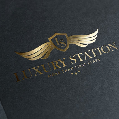 Luxus Logo Edel Schmuck Limousine First Class Logo Flügel Wappen Shoppen Zigarren Gold Elegantes Logo kaufen LogoShop LogoAtelier.eu