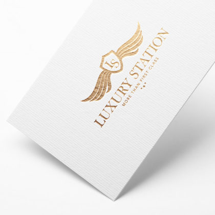 Luxus Logo Edel Schmuck Limousine First Class Logo Flügel Wappen Shoppen Zigarren Gold Elegantes Logo kaufen LogoShop LogoAtelier.eu