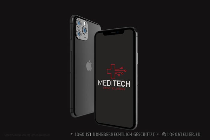 Logo Medizin Technik Schweiz Rotes Kreuz Rettung Platine Geometrie Modernes Logo kaufen LogoShop LogoAtelier.eu