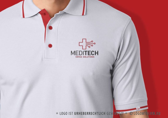 Logo Medizin Technik Schweiz Rotes Kreuz Rettung Platine Geometrie Modernes Logo kaufen LogoShop LogoAtelier.eu