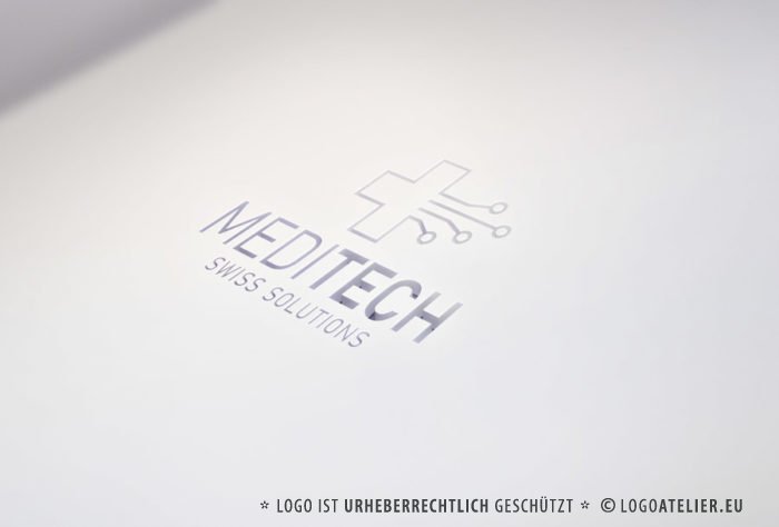 Logo Medizin Technik Schweiz Rotes Kreuz Rettung Platine Geometrie Modernes Logo kaufen LogoShop LogoAtelier.eu