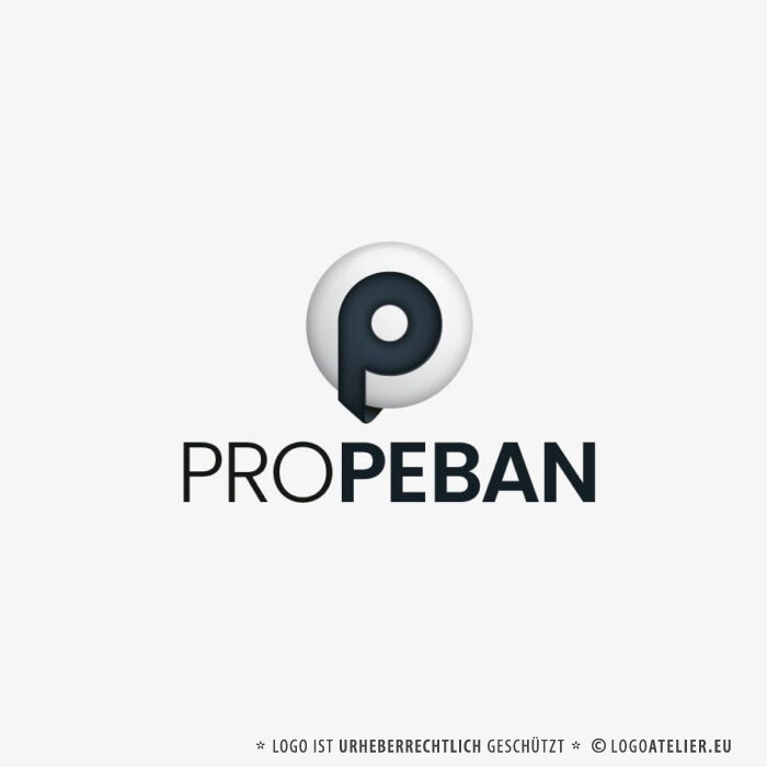 3D Logo Buchstabe P 3D Logo und 2D Logo Technisch Dunkelblau Blau Buchstabenlogo Fertiges Logo kaufen Logoshop LogoAtelier.eu