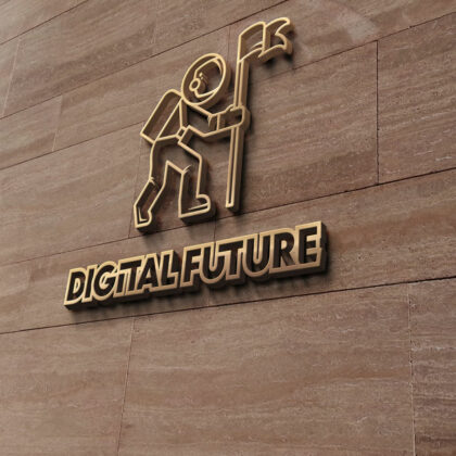 Logo Verantwortungsvoll Zukunft Digital Future Astronaut Raumschiff Ziel Erreichen Neues Exklusives Logo kaufen LogoShop LogoAtelier.eu
