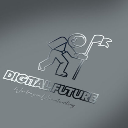 Logo Verantwortungsvoll Zukunft Digital Future Astronaut Raumschiff Ziel Erreichen Neues Exklusives Logo kaufen LogoShop LogoAtelier.eu