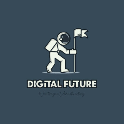 Logo Verantwortungsvoll Zukunft Digital Future Astronaut Raumschiff Ziel Erreichen Neues Exklusives Logo kaufen LogoShop LogoAtelier.eu