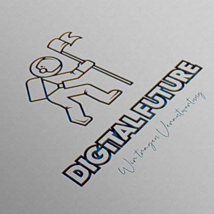 Logo Verantwortungsvoll Zukunft Digital Future Astronaut Raumschiff Ziel Erreichen Neues Exklusives Logo kaufen LogoShop LogoAtelier.eu
