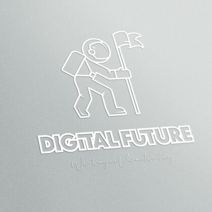 Logo Verantwortungsvoll Zukunft Digital Future Astronaut Raumschiff Ziel Erreichen Neues Exklusives Logo kaufen LogoShop LogoAtelier.eu