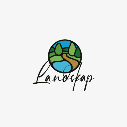 Logo Landschaft Gärtner Landschaftsbauer Natur Frieden Zufrieden Freisein Teich Baum Grün Bauer Schönheit Fertiges Logo kaufen Logoshop LogoAtelier.eu