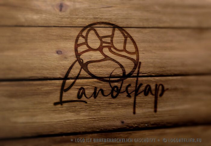 Logo Landschaft Gärtner Landschaftsbauer Natur Frieden Zufrieden Freisein Teich Baum Grün Bauer Schönheit Fertiges Logo kaufen Logoshop LogoAtelier.eu